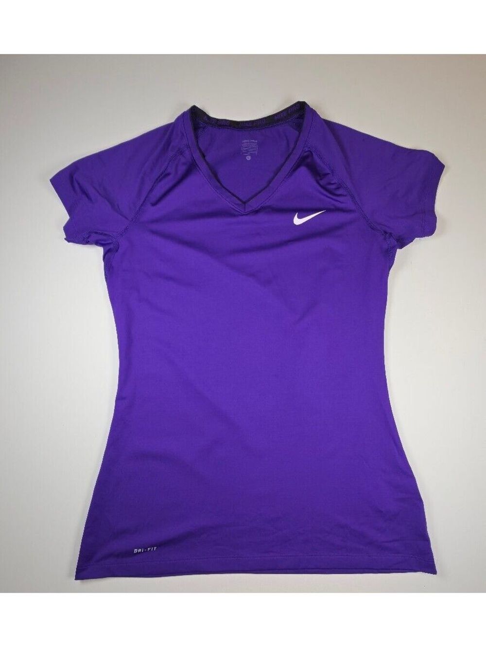 Nike Pro Dri-FIT Purple V-Neck Short Sleeve Compression Training Top Women’s L